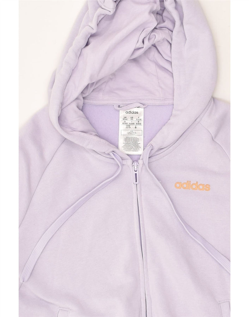 ADIDAS Womens Graphic Zip Hoodie Sweater UK 4/6 XS Purple Cotton | Vintage Adidas | Thrift | Second-Hand Adidas | Used Clothing | Messina Hembry 