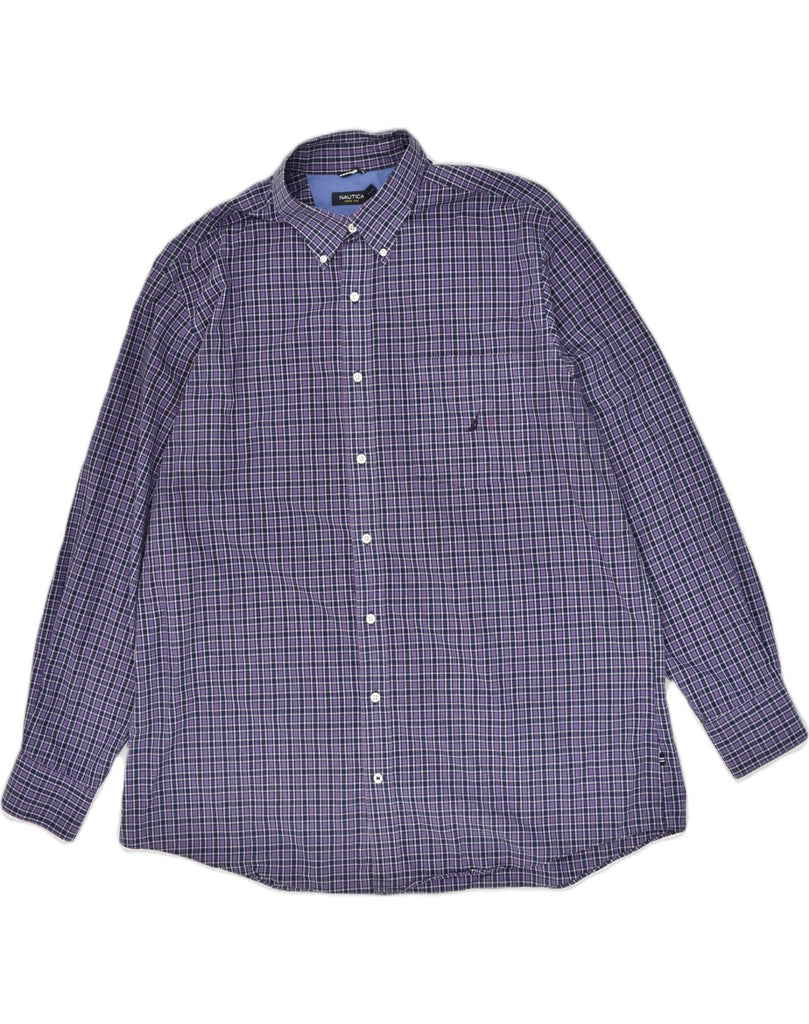 NAUTICA Mens Tall Shirt 2XL Purple Check Cotton | Vintage Nautica | Thrift | Second-Hand Nautica | Used Clothing | Messina Hembry 