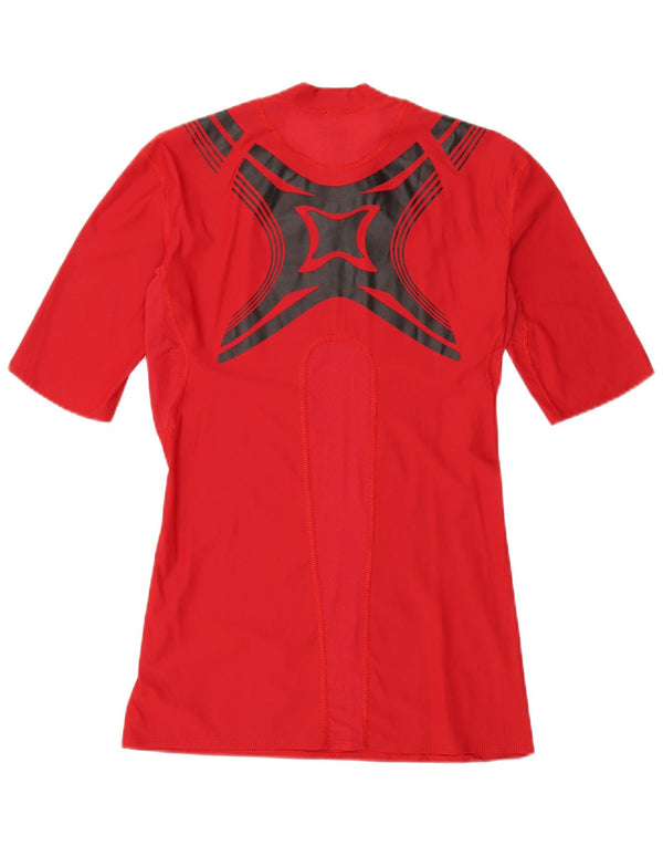 Adidas Mens Tech Fit Graphic T-Shirt Top Large Red Colourblock Nylon