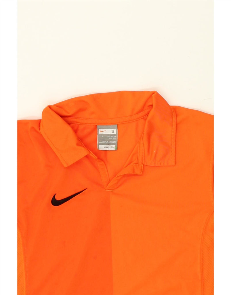 NIKE Boys Graphic Polo Shirt 8-9 Years Small Orange Colourblock | Vintage Nike | Thrift | Second-Hand Nike | Used Clothing | Messina Hembry 