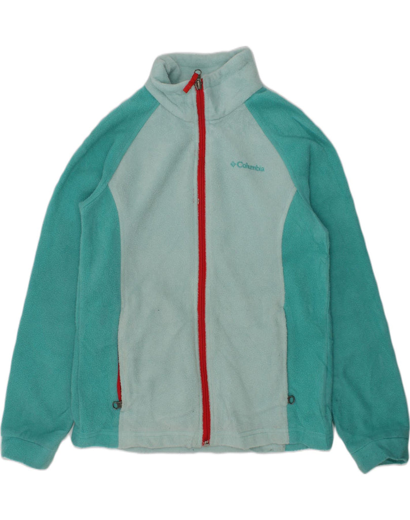 COLUMBIA Girls Fleece Jacket 10-11 Years Medium  Turquoise Colourblock | Vintage Columbia | Thrift | Second-Hand Columbia | Used Clothing | Messina Hembry 