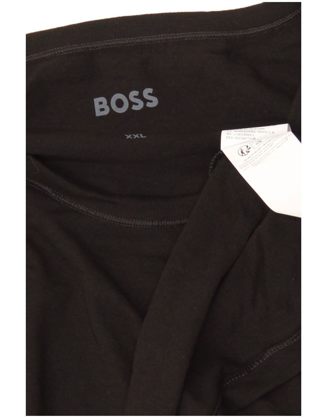 HUGO BOSS Mens Top Long Sleeve 2XL Black Cotton