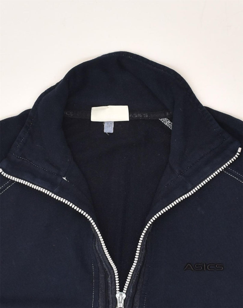 ASICS Mens Zip Neck Sweatshirt Jumper Medium Navy Blue | Vintage Asics | Thrift | Second-Hand Asics | Used Clothing | Messina Hembry 