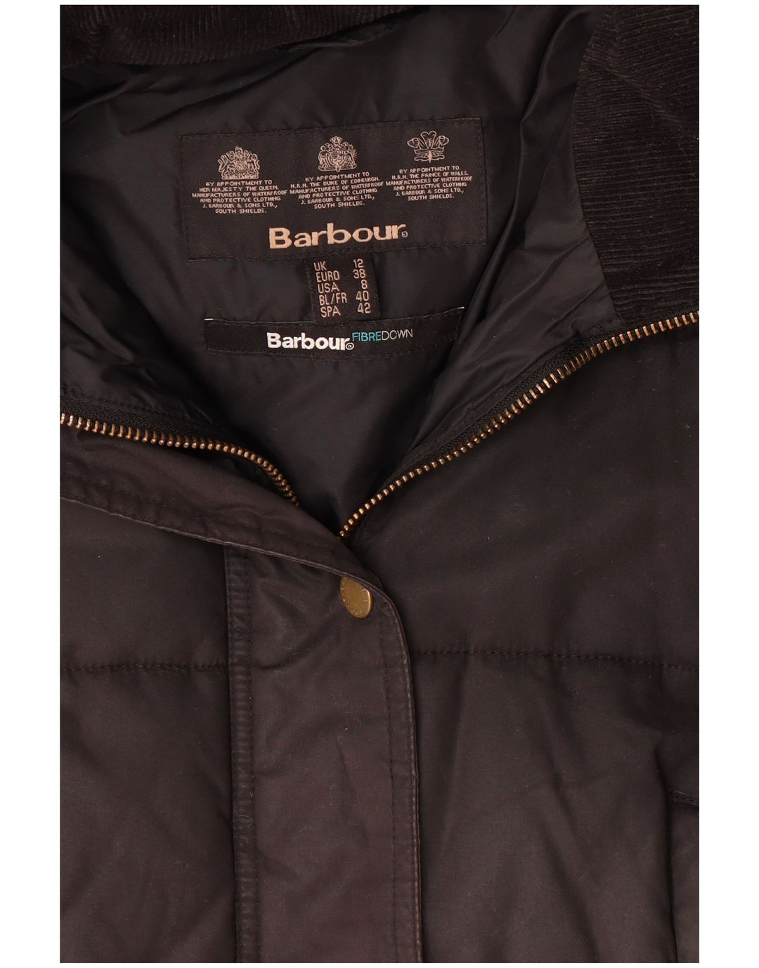 Barbour Womens Hooded Padded Coat UK 12 Medium Black