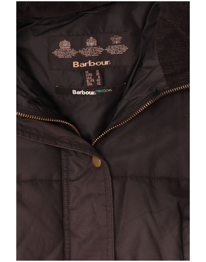 Barbour Womens Hooded Padded Coat UK 12 Medium Black