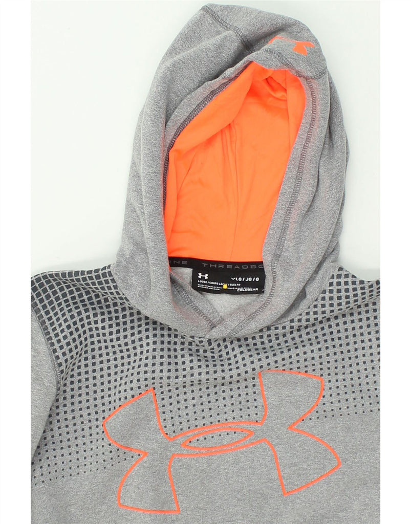 UNDER ARMOUR Boys Cold Gear Graphic Hoodie Jumper 11-12 Years Large Grey | Vintage Under Armour | Thrift | Second-Hand Under Armour | Used Clothing | Messina Hembry 