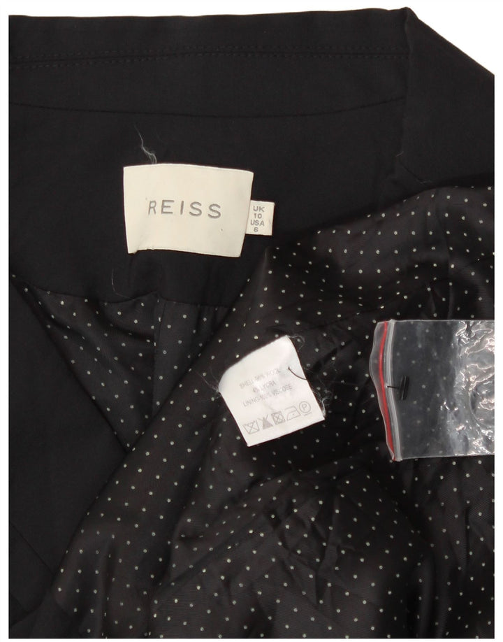 REISS Womens 1 Button Blazer Jacket UK 10 Small Black Wool