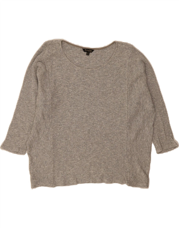 MASSIMO DUTTI Womens Oversized Boat Neck Jumper Sweater UK 14 Medium Grey Vintage Massimo Dutti and Second-Hand Massimo Dutti from Messina Hembry 