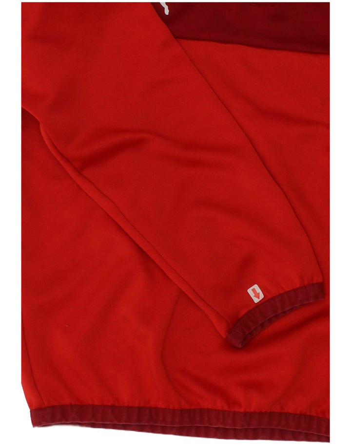 Puma Boys Zip Neck Pullover Tracksuit Top 7-8 Years Red Colourblock