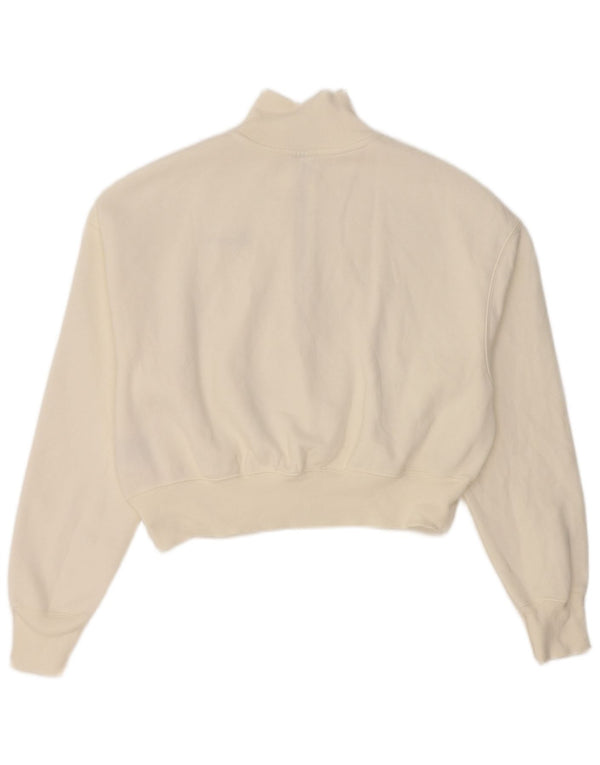 Nike Womens Oversized Crop Zip Neck Sweatshirt Jumper UK 10 Small White