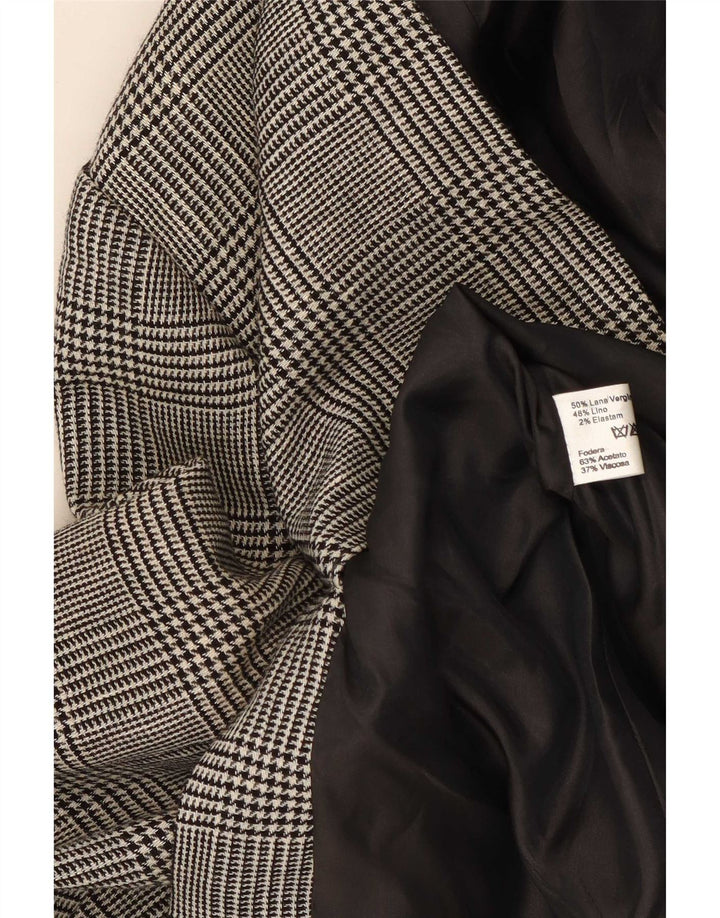Luisa Spagnoli Womens 3 Button Blazer Jacket IT 46 Large Grey Houndstooth