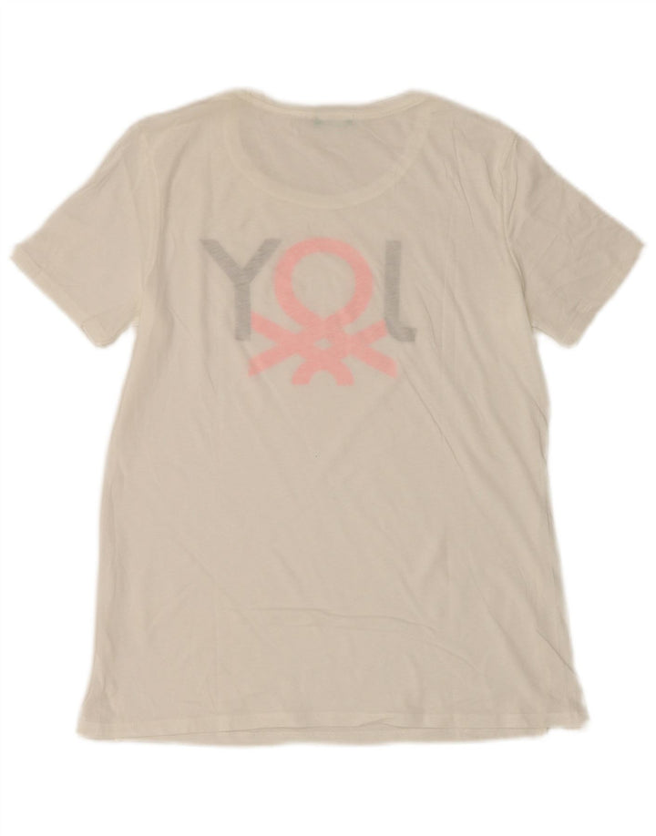 Benetton Womens Graphic T-Shirt Top UK 12 Medium White