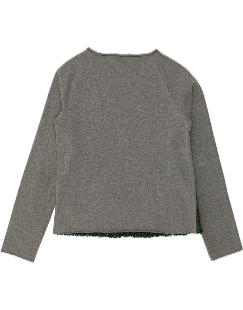 LIU JO Girls Crew Neck Jumper Sweater 8-9 Years Grey Colourblock Cotton | Vintage Liu Jo | Thrift | Second-Hand Liu Jo | Used Clothing | Messina Hembry 