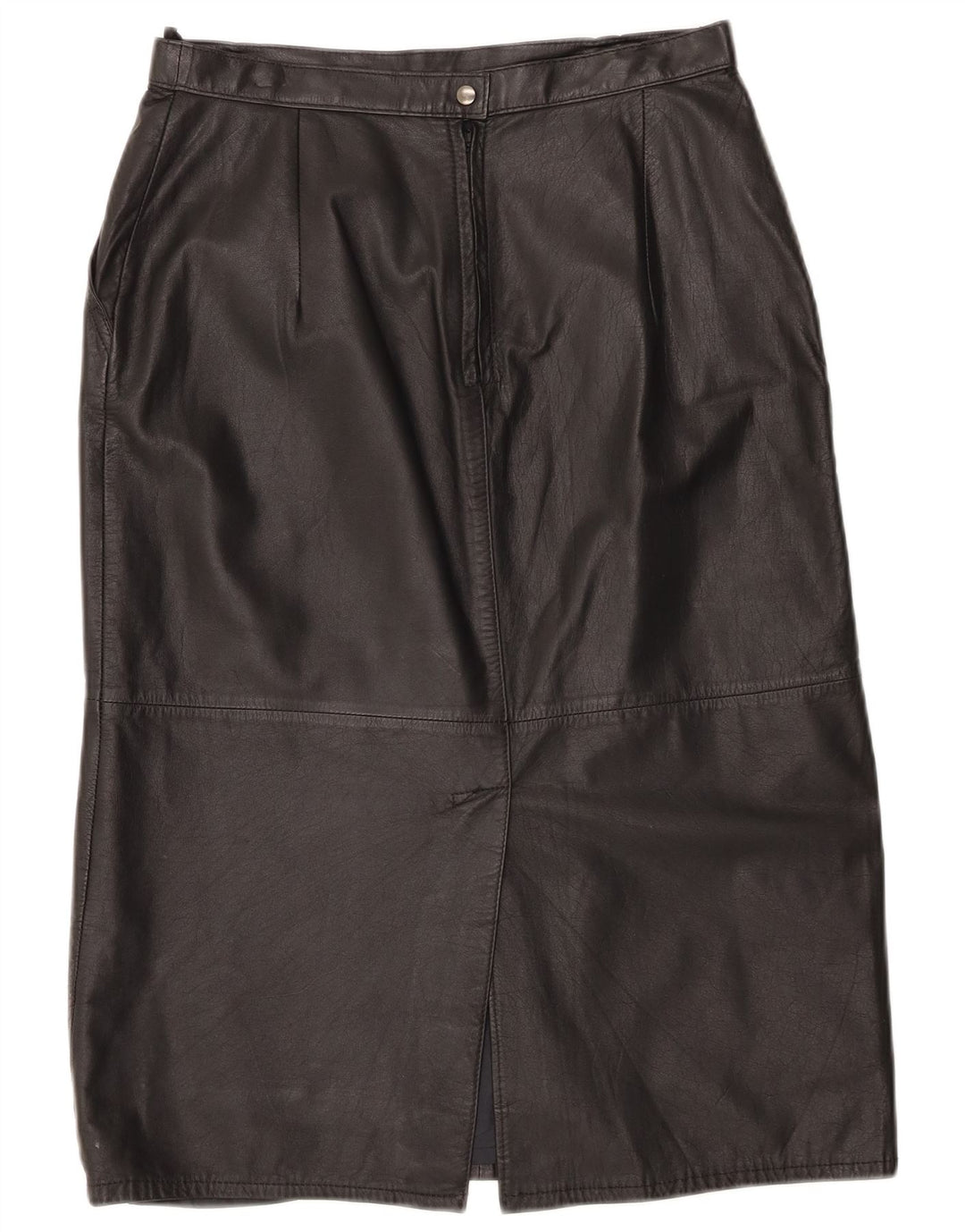 Vintage Womens High Waist Leather Skirt UK 16 Large W30 Black