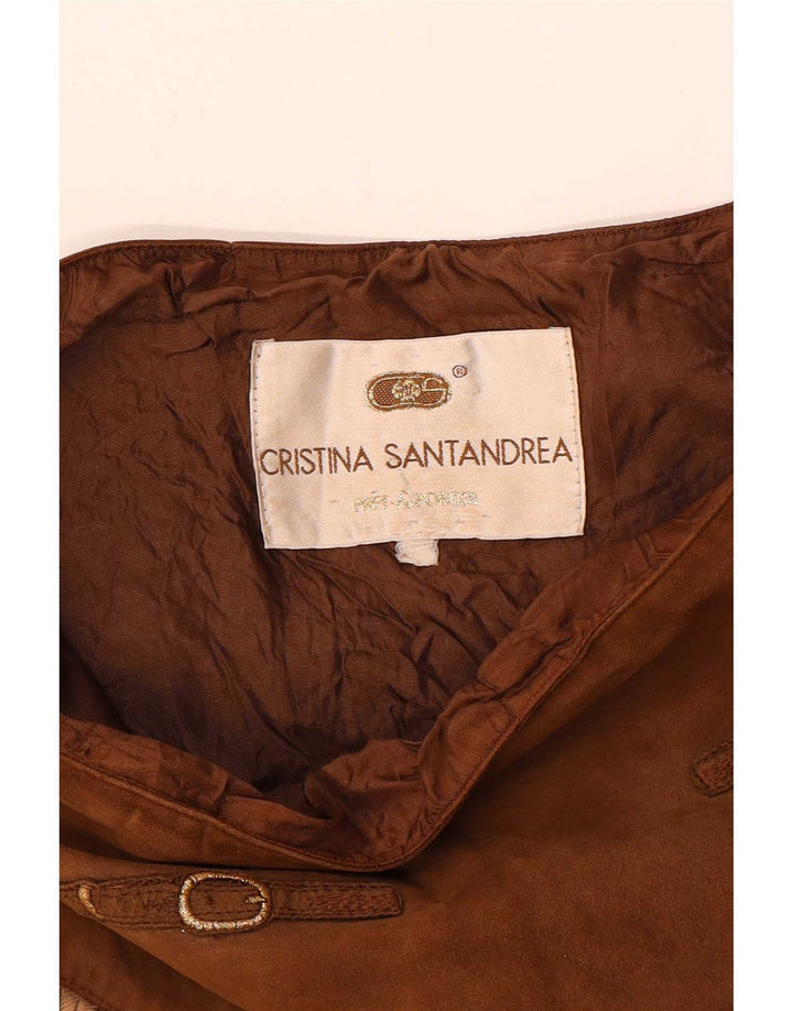 Cristina Santandrea Womens Abstract Pattern Flared Skirt Medium W28 Brown