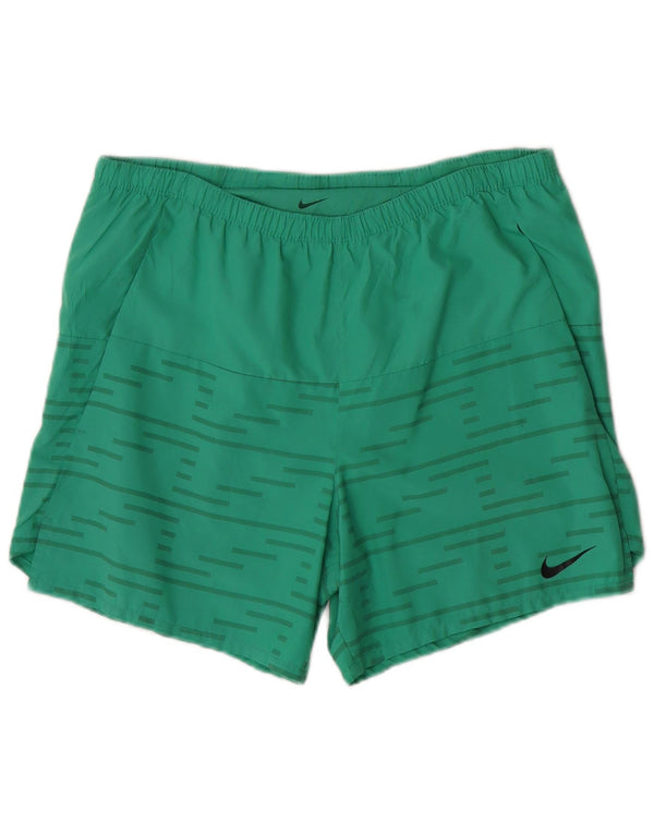 Nike Mens Dri Fit Sport Shorts Small Green Striped Polyester