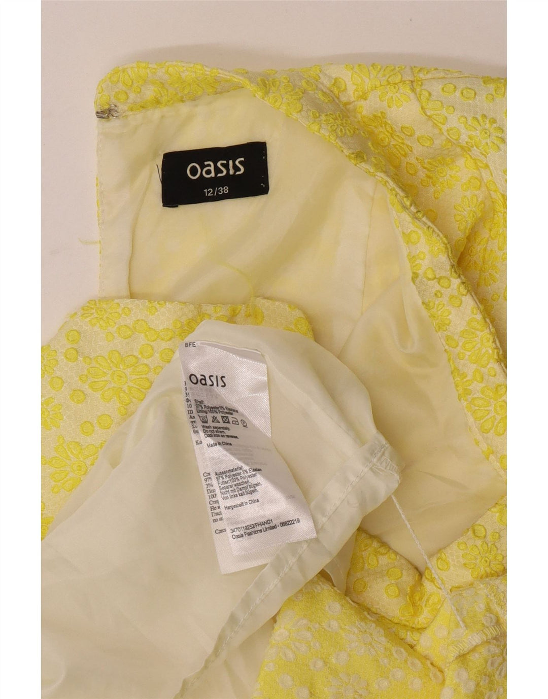 Oasis Womens Sleeveless Sheath Dress UK 12 Medium Yellow Floral Polyester