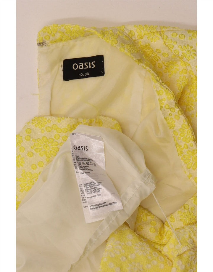 Oasis Womens Sleeveless Sheath Dress UK 12 Medium Yellow Floral Polyester