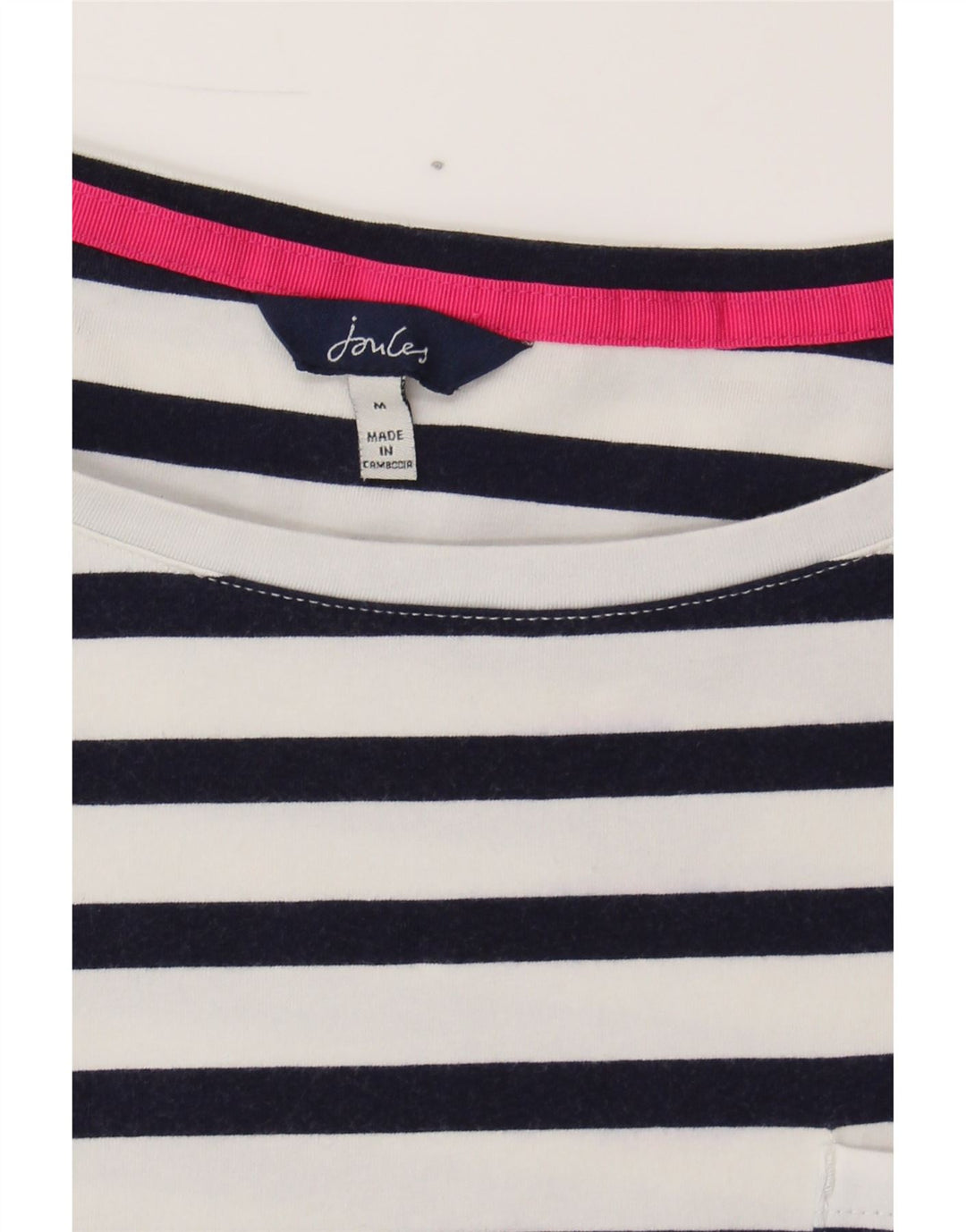 JOULES Womens Top 3/4 Sleeve UK 14 Medium White Striped Cotton Vintage Joules and Second-Hand Joules from Messina Hembry 