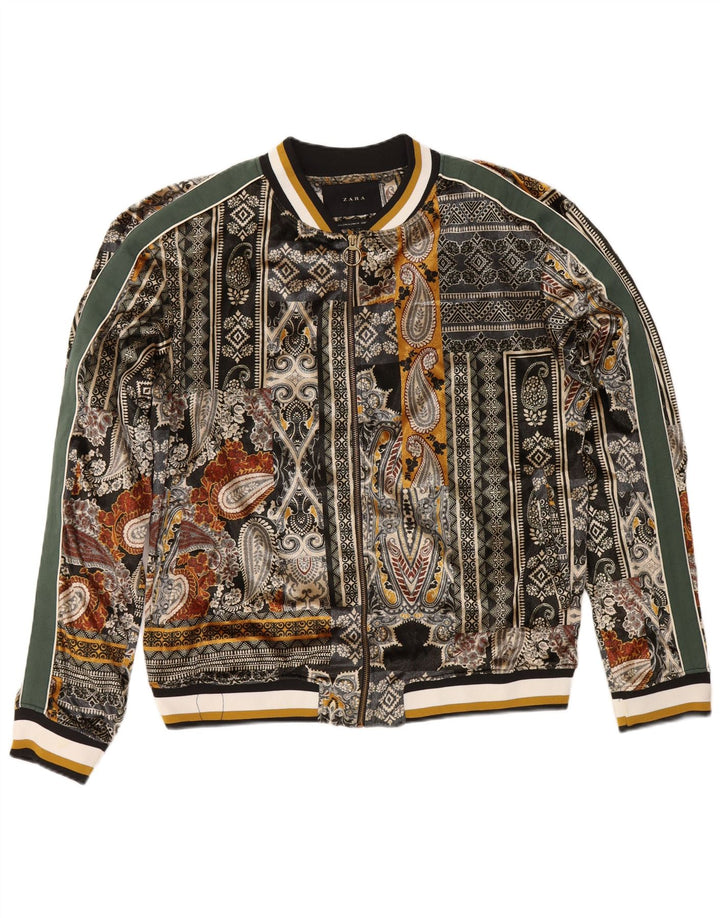 Zara Womens Bomber Jacket UK 18 XL Multicoloured Paisley Polyester