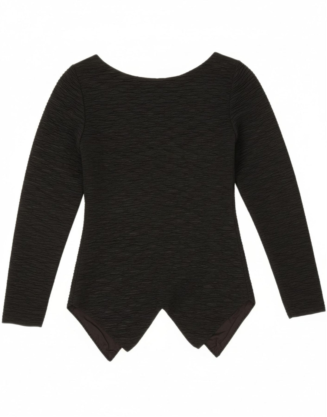 VINTAGE Womens Asymmetric Top Long Sleeve UK 10 Small Black Vintage Vintage and Second-Hand Vintage from Messina Hembry 