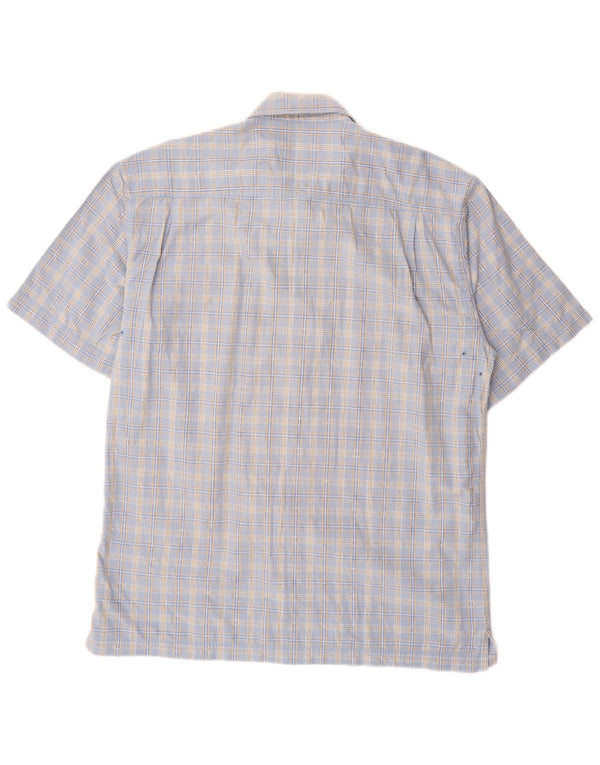 WRANGLER Mens Short Sleeve Shirt Large Blue Check Cotton