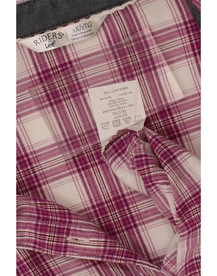 LEE Womens Riders Oversized Shirt UK 20 2XL Maroon Check Cotton Vintage Lee and Second-Hand Lee from Messina Hembry 
