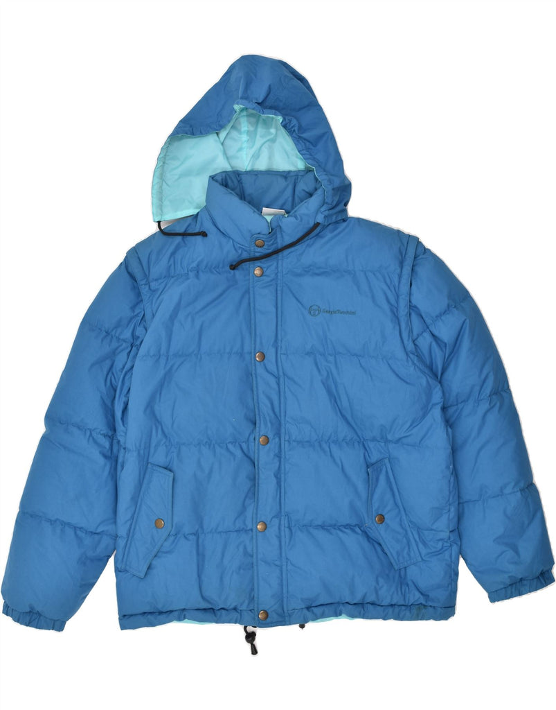 SERGIO TACCHINI Mens Hooded Padded Jacket UK 38 Medium Blue Cotton | Vintage Sergio Tacchini | Thrift | Second-Hand Sergio Tacchini | Used Clothing | Messina Hembry 