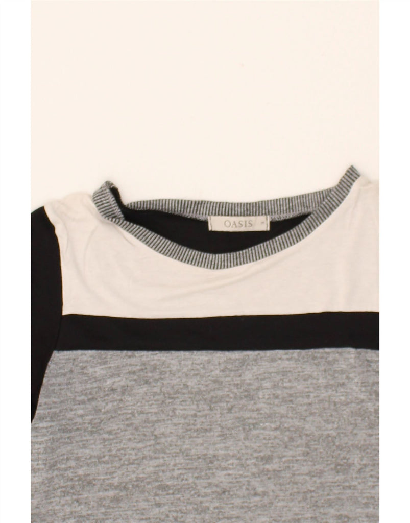OASIS Womens T-Shirt Top UK 12 Medium Black Colourblock Vintage Oasis and Second-Hand Oasis from Messina Hembry 