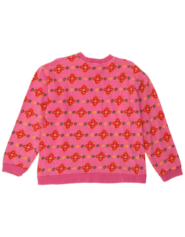 Stefanel Girls Sweatshirt Jumper 13-14 Years 2XL Pink Geometric Cotton