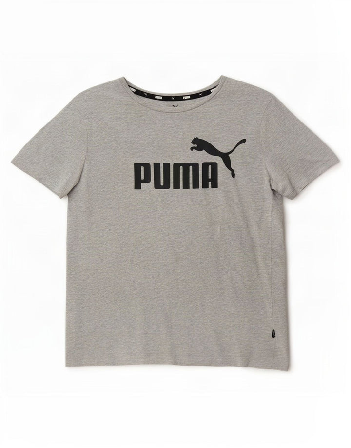 Puma Womens Graphic T-Shirt Top UK 14 Medium Grey Flecked Cotton