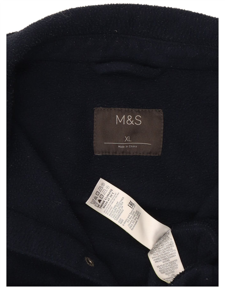 Marks & Spencer Mens Fleece Shirt XL Navy Blue Polyester