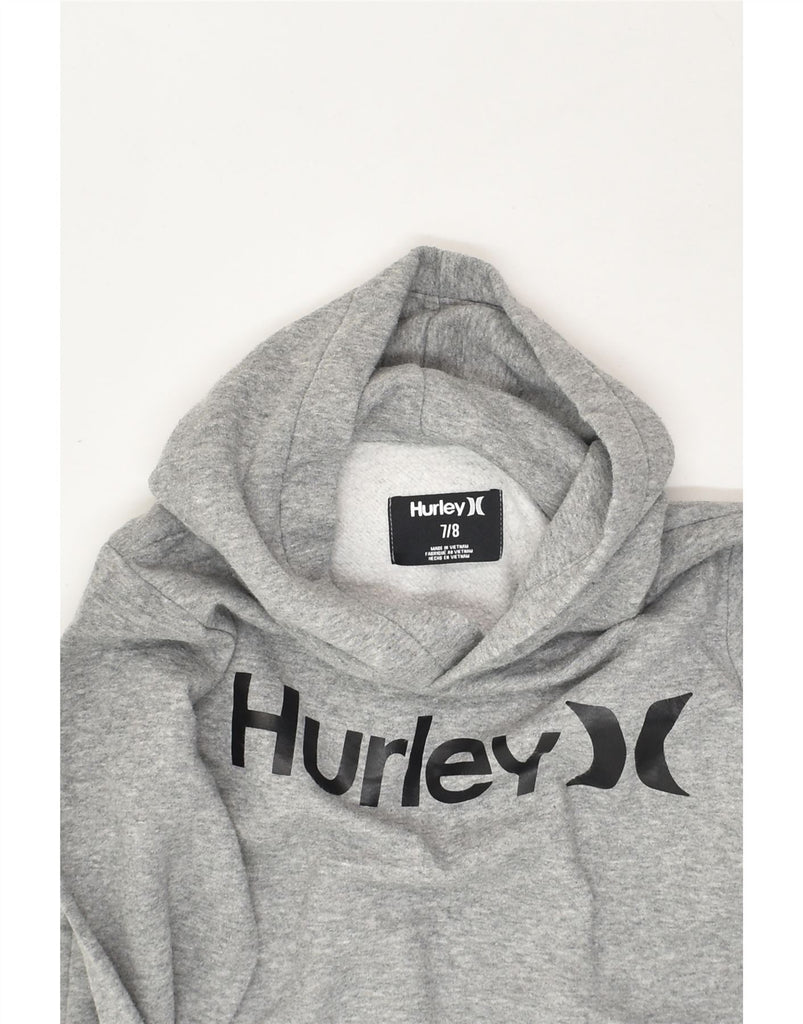 HURLEY Boys Graphic Hoodie Jumper 7-8 Years Grey Cotton | Vintage Hurley | Thrift | Second-Hand Hurley | Used Clothing | Messina Hembry 