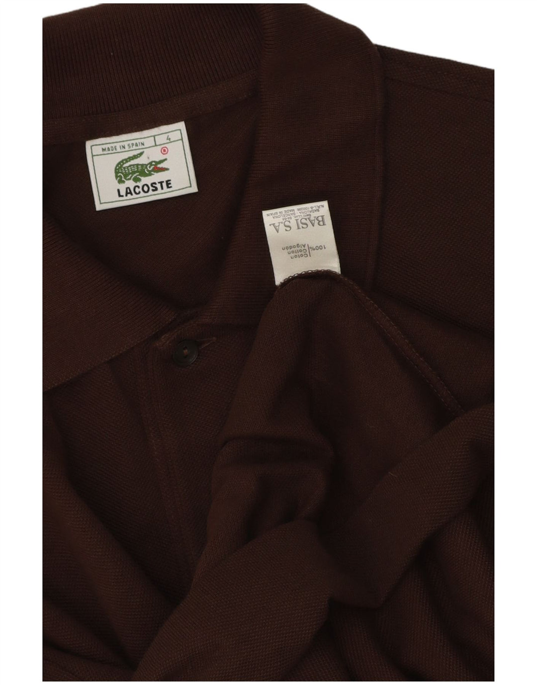 Lacoste Mens Polo Shirt Size 4 Medium Brown Cotton
