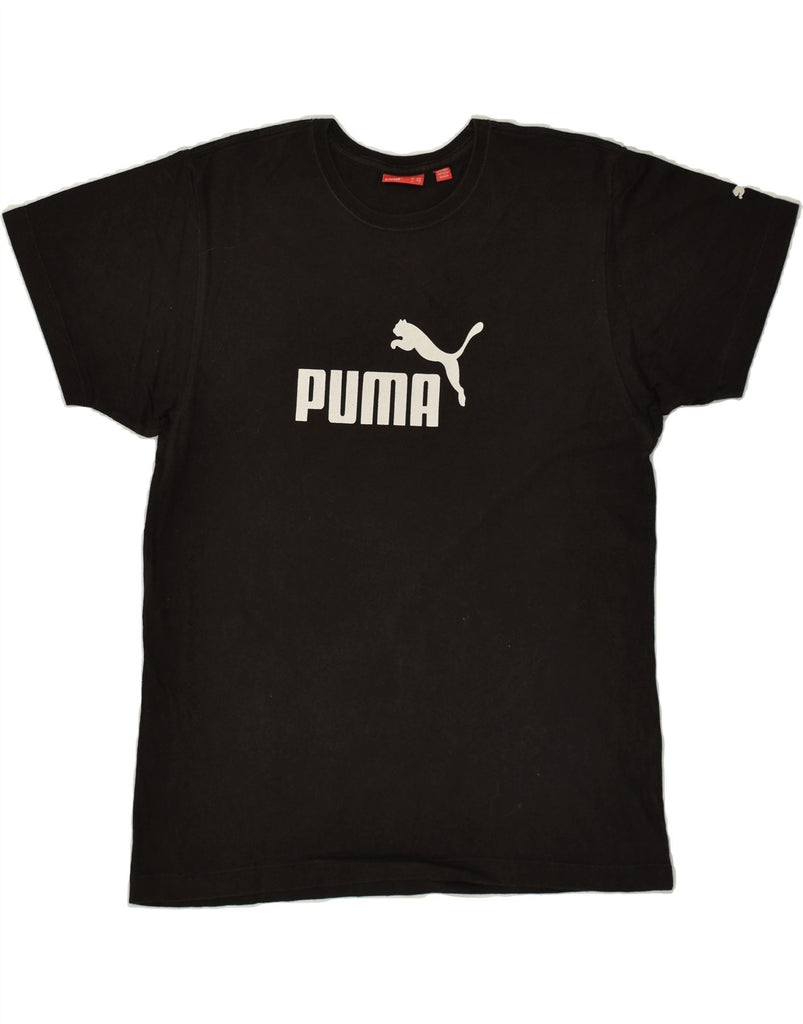 PUMA Mens Graphic T-Shirt Top Medium Black | Vintage Puma | Thrift | Second-Hand Puma | Used Clothing | Messina Hembry 