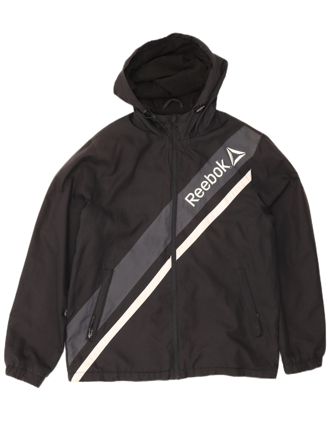 Reebok Mens Graphic Windbreaker Jacket UK 38 Medium Black Colourblock