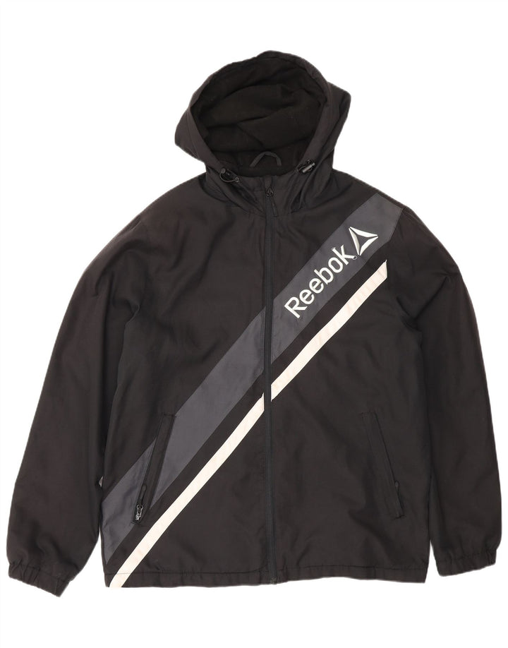 Reebok Mens Graphic Windbreaker Jacket UK 38 Medium Black Colourblock