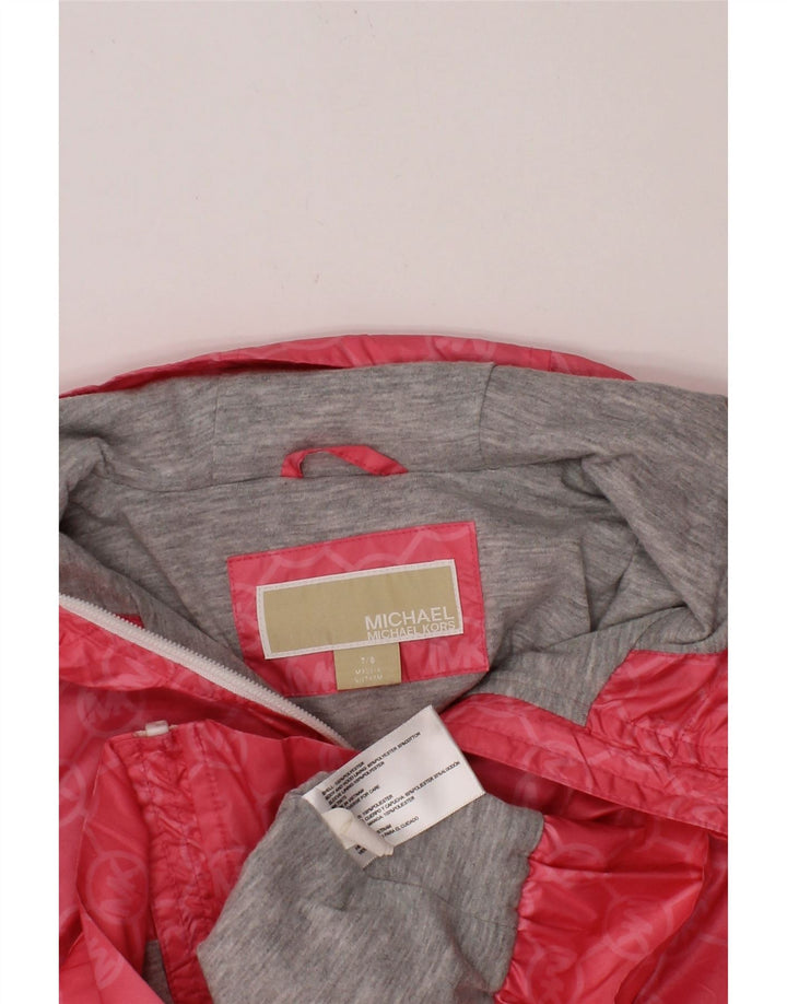 MICHAEL KORS Girls Hooded Rain Jacket 7-8 Years Pink Geometric Polyester Vintage Michael Kors and Second-Hand Michael Kors from Messina Hembry 