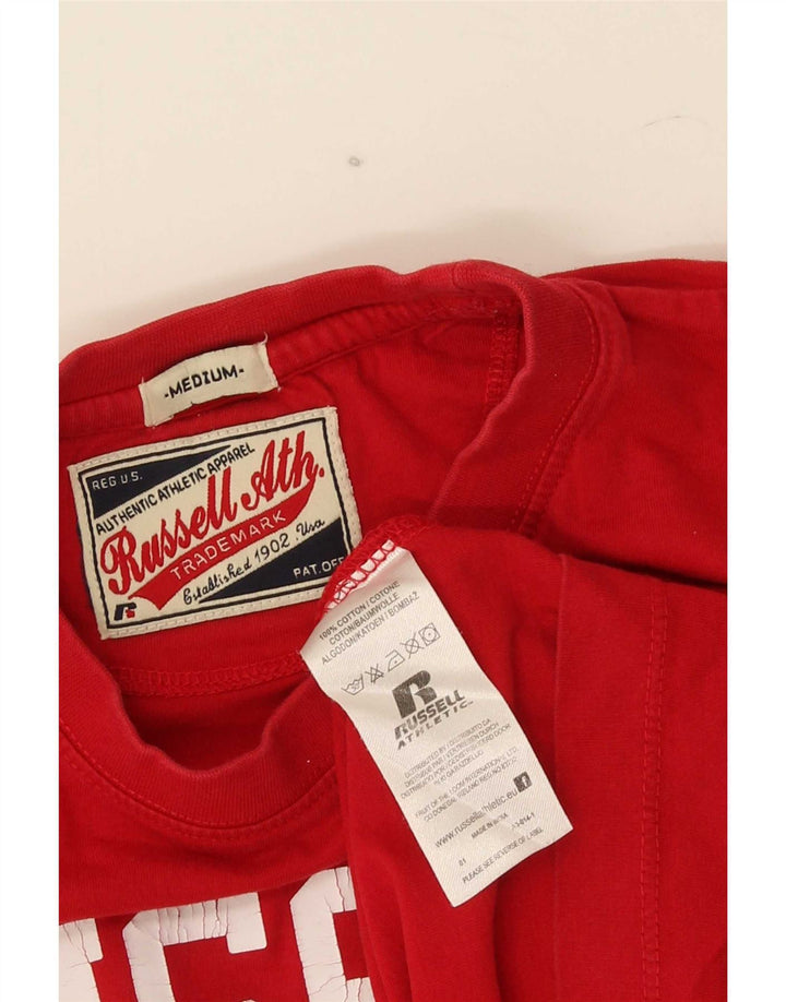 Russell Athletic Mens Graphic T-Shirt Top Medium Red Cotton