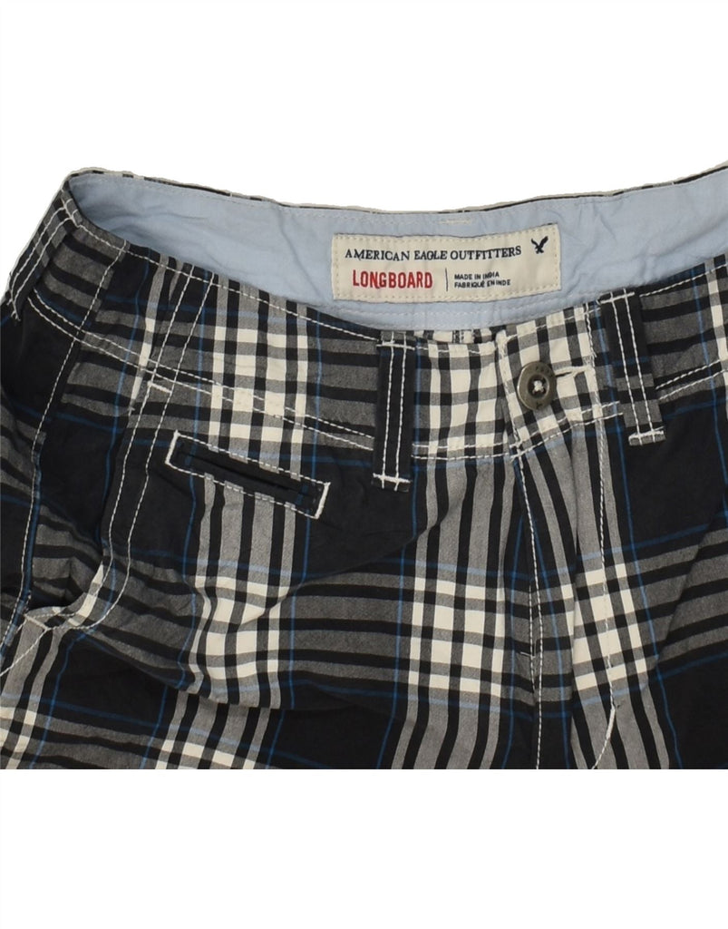 AMERICAN EAGLE Mens Chino Shorts W30 Medium  Navy Blue Check Cotton | Vintage American Eagle | Thrift | Second-Hand American Eagle | Used Clothing | Messina Hembry 