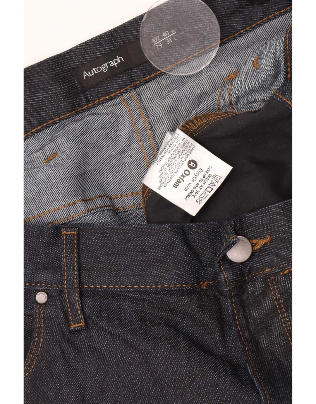 Marks & Spencer Mens Autograph Straight Jeans W40 L31 Navy Blue Cotton