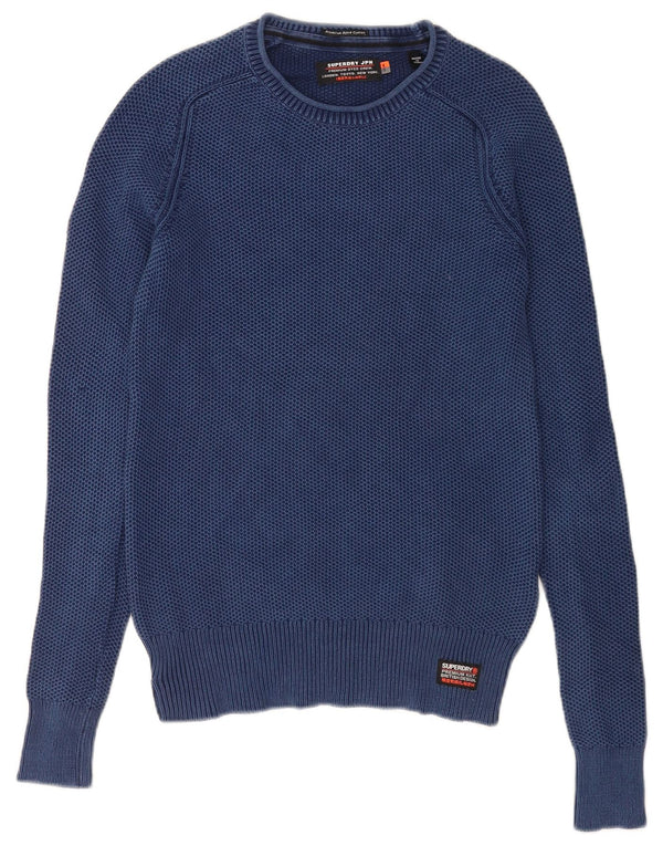 Superdry Mens Crew Neck Jumper Sweater XS Navy Blue Cotton