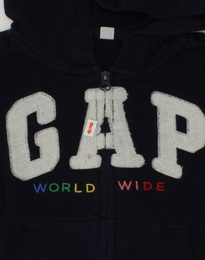 GAP Girls Standard Fit Graphic Zip Hoodie Sweater 6-7 Years Small Navy Blue | Vintage Gap | Thrift | Second-Hand Gap | Used Clothing | Messina Hembry 