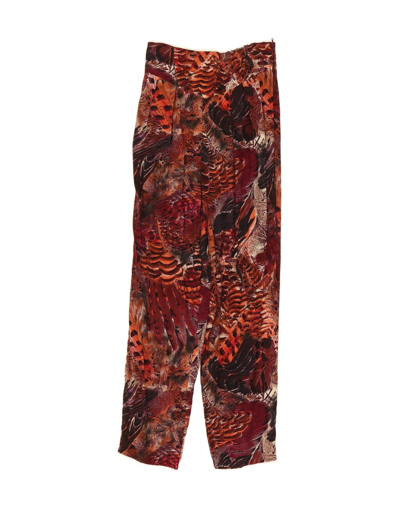 VINTAGE Womens High Waist Casual Trousers Medium W26 L28 Red Animal Print Vintage Vintage and Second-Hand Vintage from Messina Hembry 