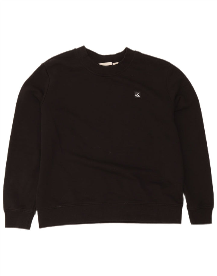 Calvin Klein Jeans Womens Sweatshirt Jumper UK 14 Medium Black Cotton
