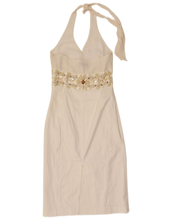Coast Womens Halter Dress UK 8 Small Off White Silk