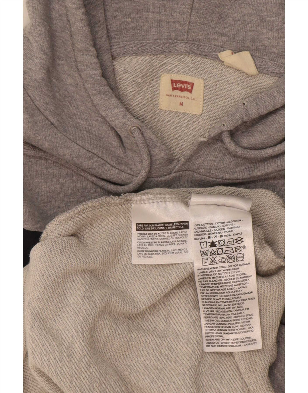 Levi's Mens Graphic Hoodie Jumper Medium Grey Cotton