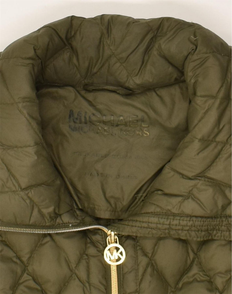 MICHAEL KORS Womens Quilted Padded Jacket UK 16 Large Khaki Nylon | Vintage Michael Kors | Thrift | Second-Hand Michael Kors | Used Clothing | Messina Hembry 