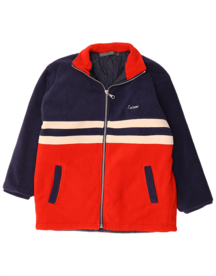 Vintage Mens Fleece Jacket UK 40 Large Navy Blue Colourblock