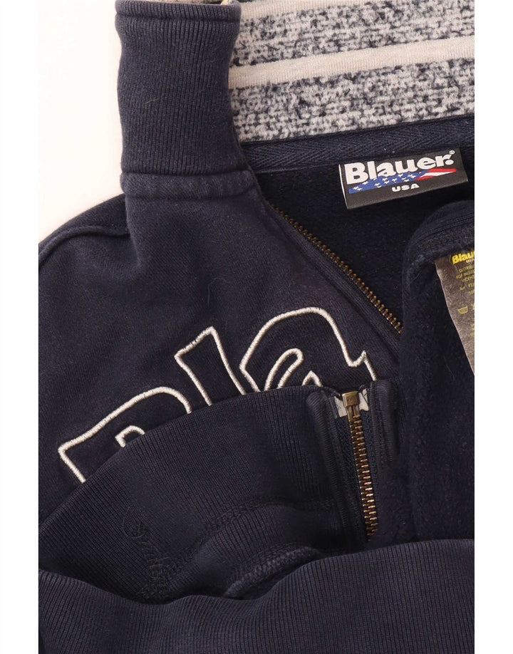 Blauer Womens Graphic Tracksuit Top Jacket UK 14 Large Navy Blue Cotton